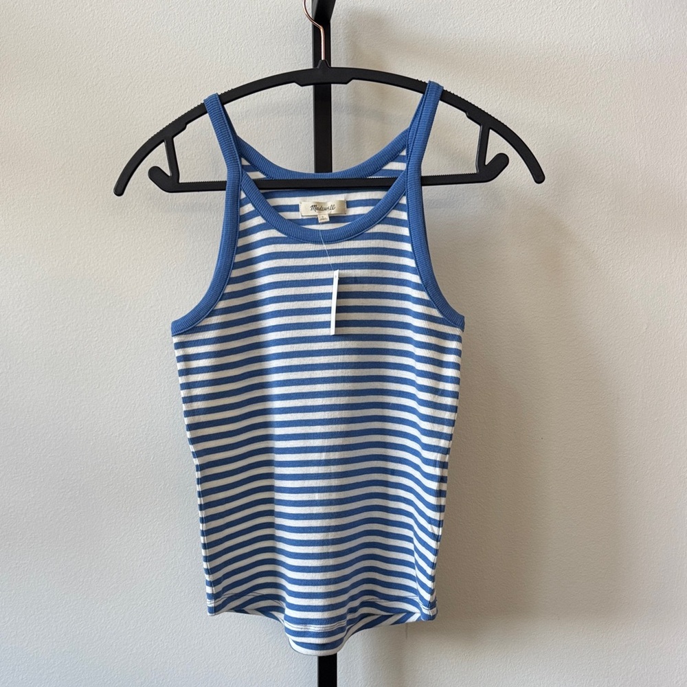 Madewell Blue and White Striped Tank Top